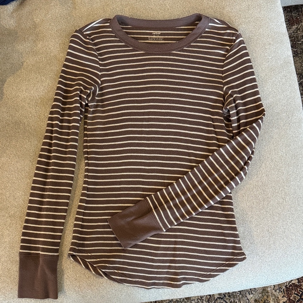 Aerie Striped Waffle Long Sleeve Tee
